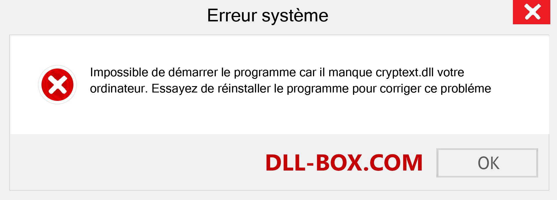 Le fichier cryptext.dll est manquant ?. Télécharger pour Windows 7, 8, 10 - Correction de l'erreur manquante cryptext dll sur Windows, photos, images